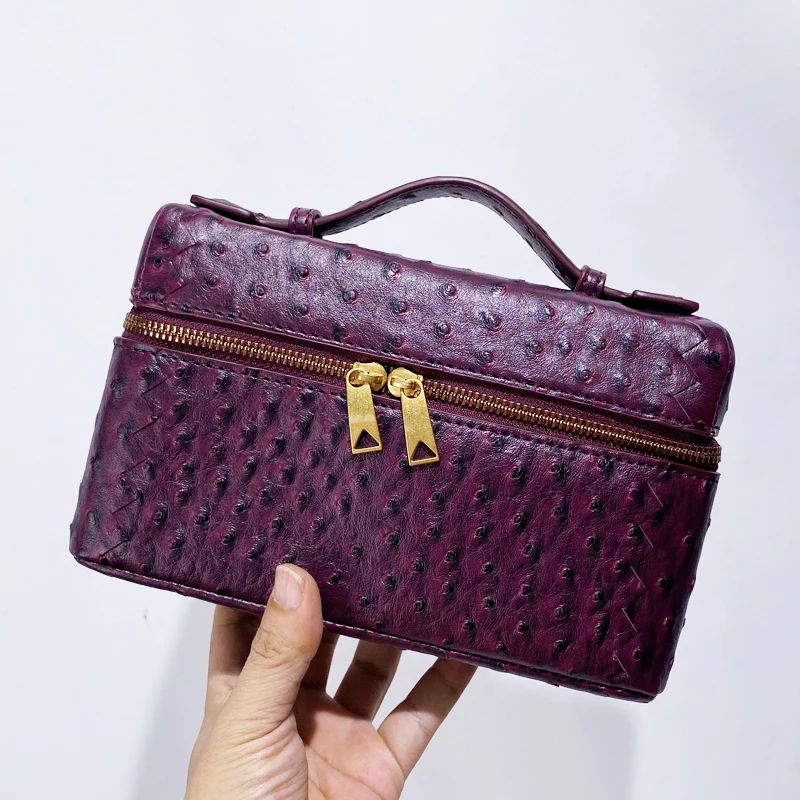 Vintage Imitation Ostrich Leather Texture Small Box Bags For Women Luxury Designer Handbag Purses 2026 New In PU handle Shoulder
