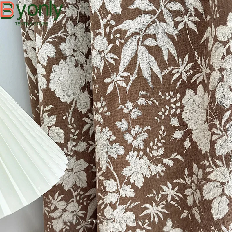 American Retro Imitation Wool Jacquard Thickened Curtains for Bedroom Living Room Floor-to-ceiling Window Custom Curtains
