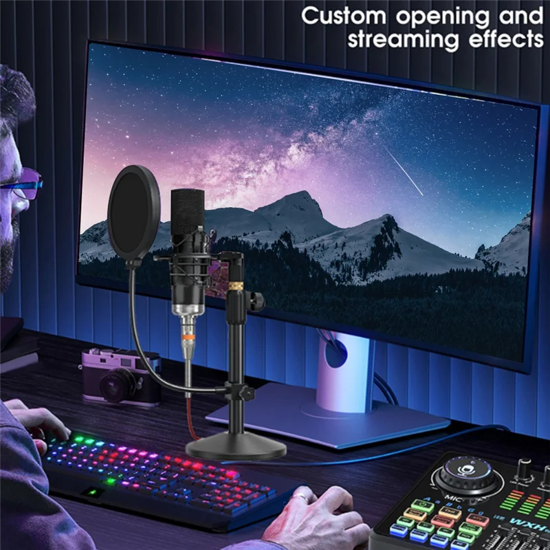 

Комплект живой звуковой карты A99E-DJ20 с конденсаторным микрофоном 48 В и реверберацией для кардиоидных микрофонов