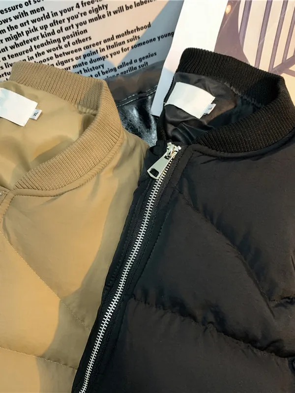 

Men's Thiened Cotton Jaet Stand Collar Warm Winter Outerwear Faionable Bread Sle Clothing Polyester Fiber Filling