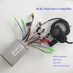 Dual Drive Controller with LCD Display 25A +25A in 1 Piece For Motor 36V 48V 60v 800W 1000W 1200w