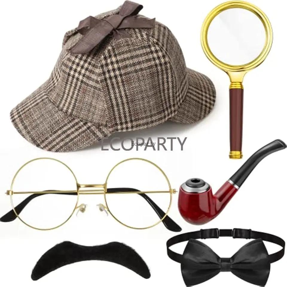 Tigerdoe - Disfraz de detective para adultos - Juego de 3 piezas - Sombrero de detective con Tigerdoe - Disfraz de detective para adultos - Juego de 3 piezas - Sombrero de detective con