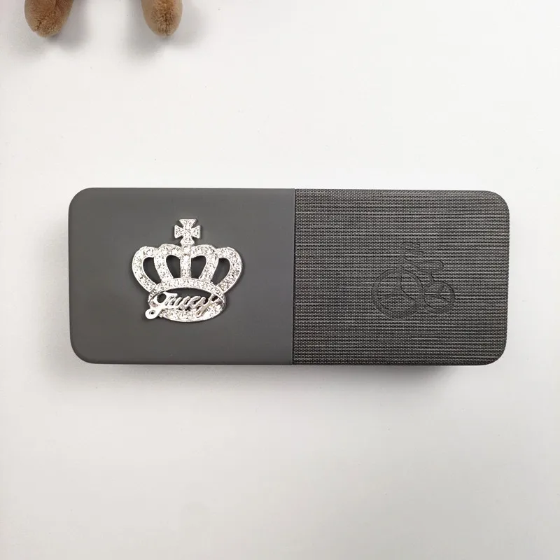 Conjunto com diamantes espelho padrão óculos caixa portátil óculos de sol caso caixa de armazenamento óculos acessórios presente feminino b1