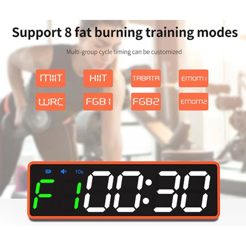 Portable Gym Timer Interval Timer Workout Fitness Clock Countdown/UP/Stopwatch Magnetic & USB Rechargeable