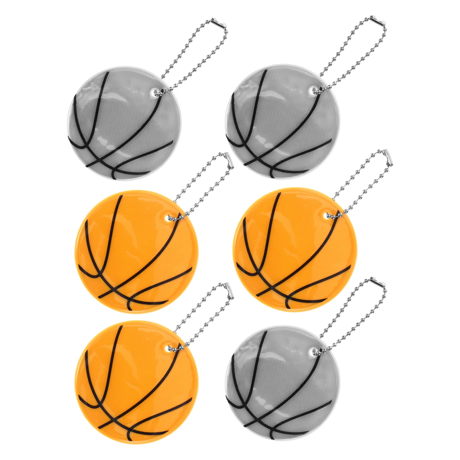 

6Pcs Reflective Keychains Basketball Design Portable Hanging Decor for Backpacks Clothes Bikes Keys Warning Safety Reflector