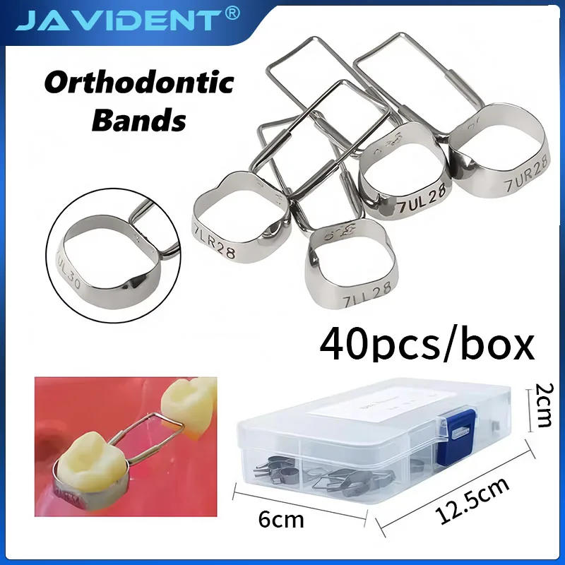 40Pcs/Box Dental Space Retainer Bands Orthodontics Braces Preformed Loop Molar Maintainer Adjacent Teeth Space Maintainer Band