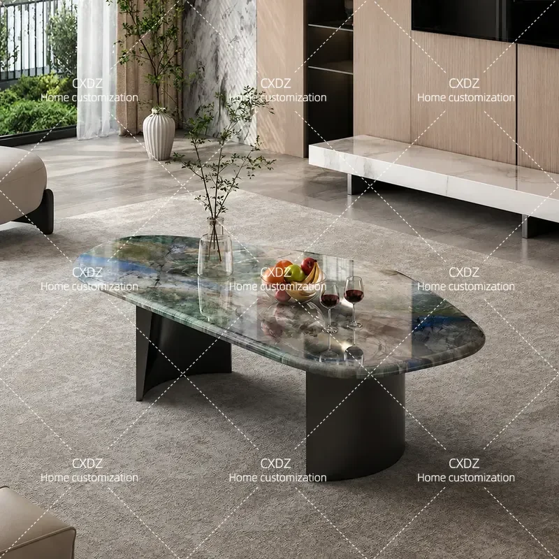 Natural Marble Coffee Table High End Microcrystalline Stone Small Round Side Table for Living Room Modern Minimalist
