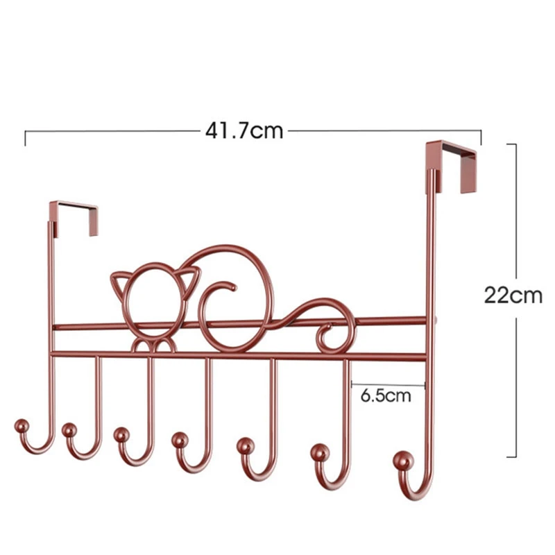 J1UL1N 7-Hook Over Door Hanger Iron Art Bag Clothes Key Scarf Hanging Holder Bathroom Kitchen Home Back Door Organizer view 4