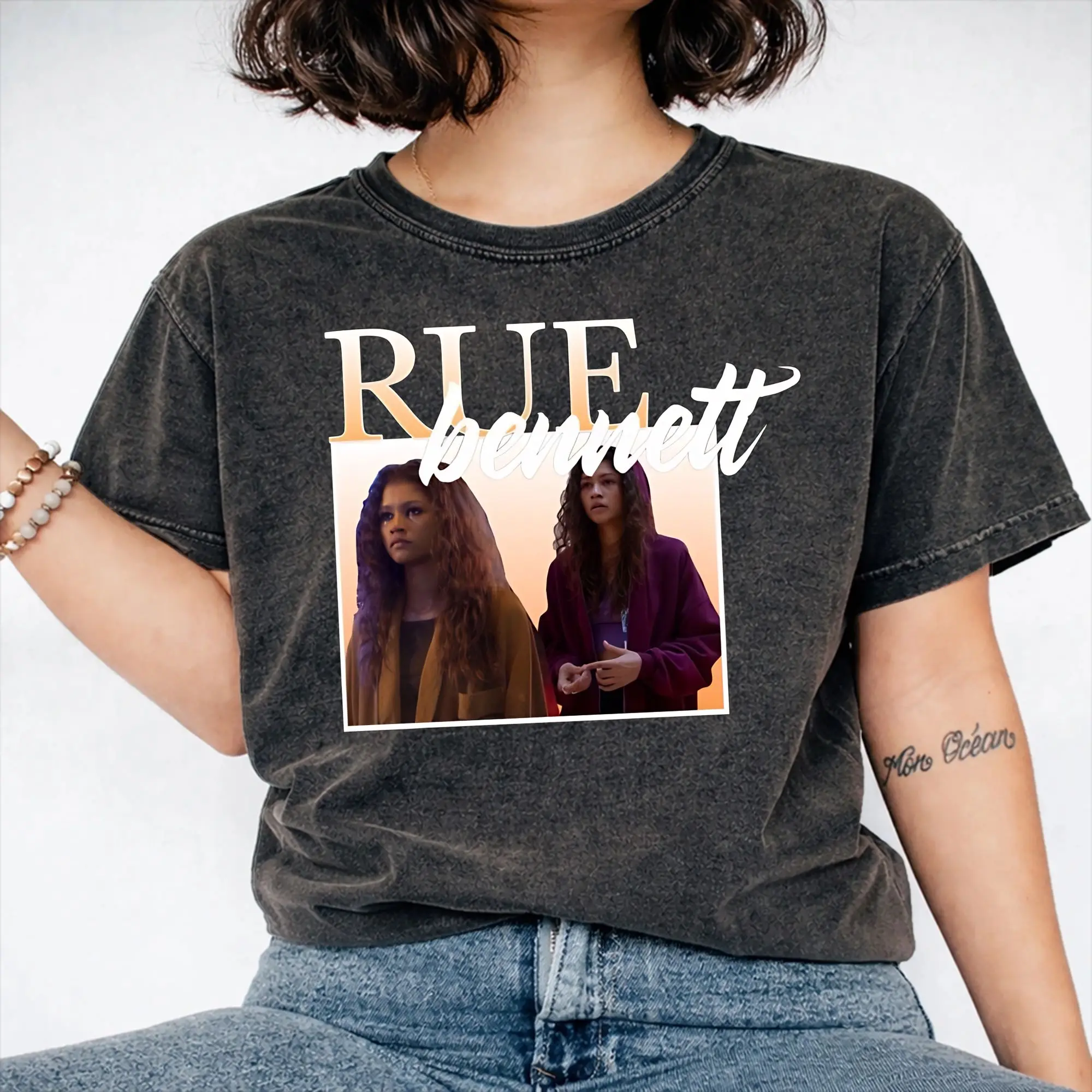 Ruby Rue Zendaya Washed T Shirt Streetwear Hip Hop Novelty T-Shirts  Tee Shirt for Men Women Short Sleeve Oversize