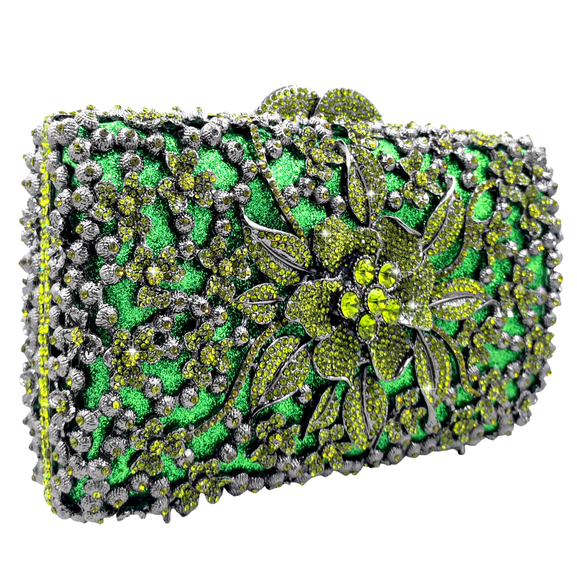 Boutique de FGG Fuchsia Strass-Clutch-Taschen für Damen, formelle Kristall-Clutch-Tasche für Hochzeiten, Abendhandtaschen aus Metall – Detail 8