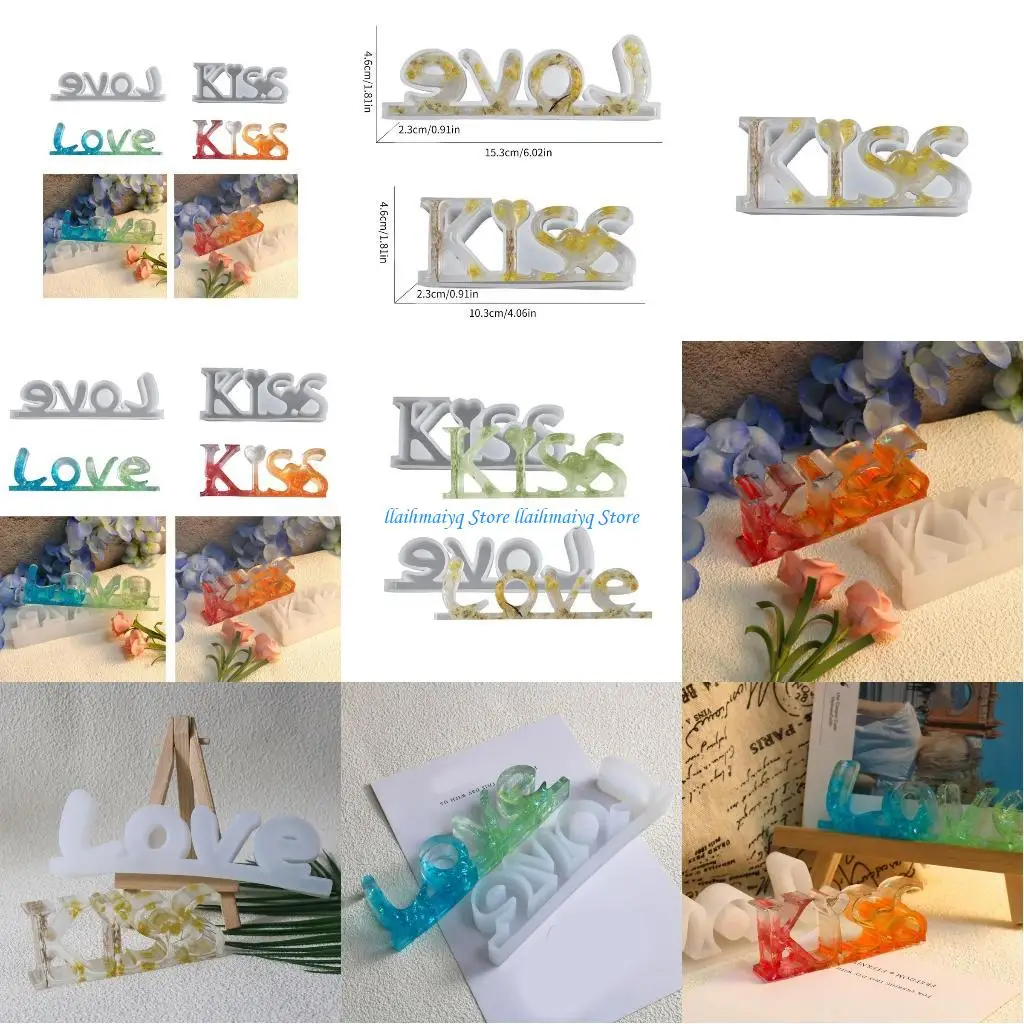 

573B Letter Table Ornament Silicone Mold Love Kiss Epoxy Resin Mold DIY