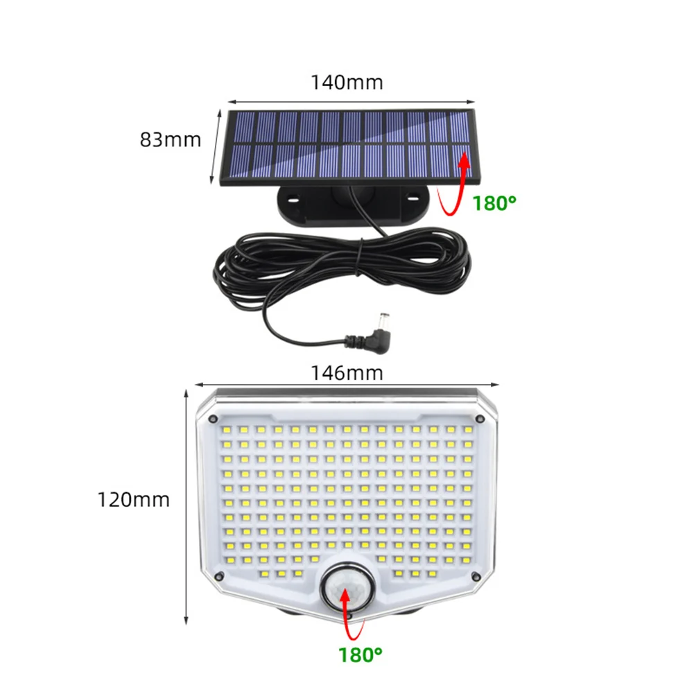 Outdoor Solar Lights With 1200mAh Battery 3 Lighting Modes IP65 Waterproof Sensitive PIR CDS Sensors Fast Charging Wall Lamp