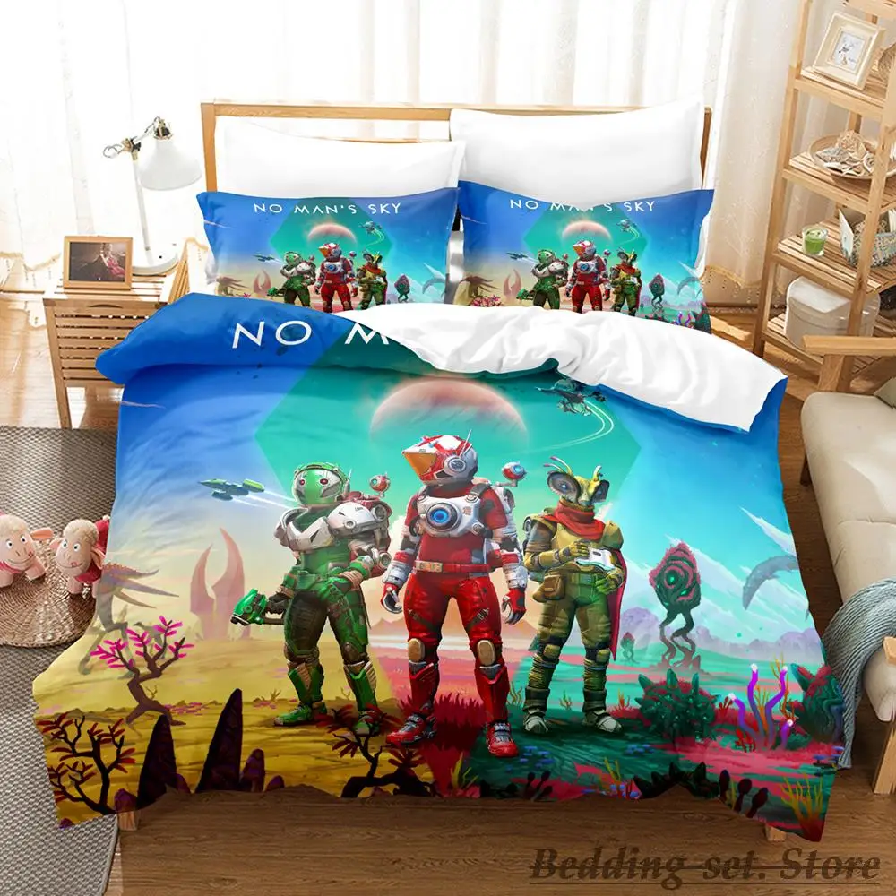 

2023 No Man's Sky Bedding Set Single Twin Full Queen King Size Bed Set Adult Kid Bedroom Duvetcover Sets Anime parure de lit Bed