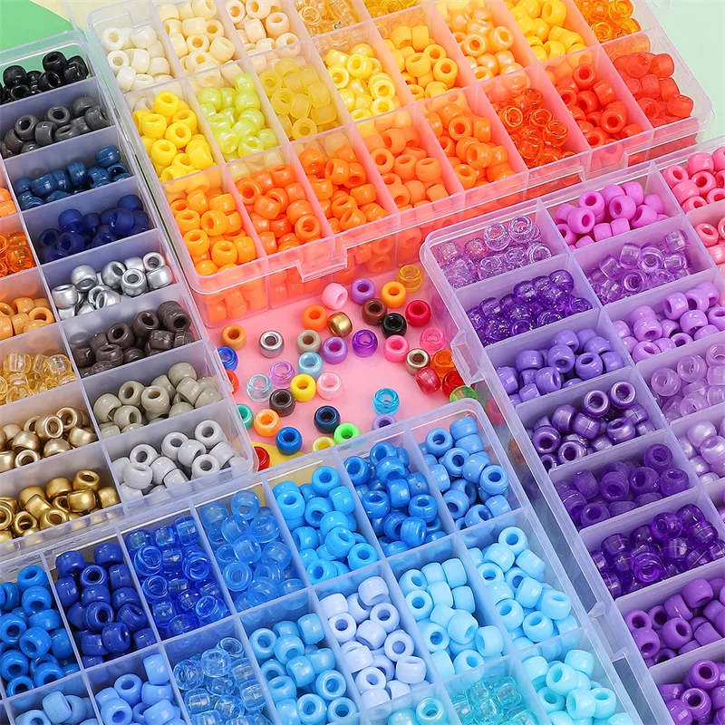 1200pcs/lot Beads Kit Large Hole Hair Beads for Jewelry Making DIY Charm Bracelets Alphabet Letter Beads BOX