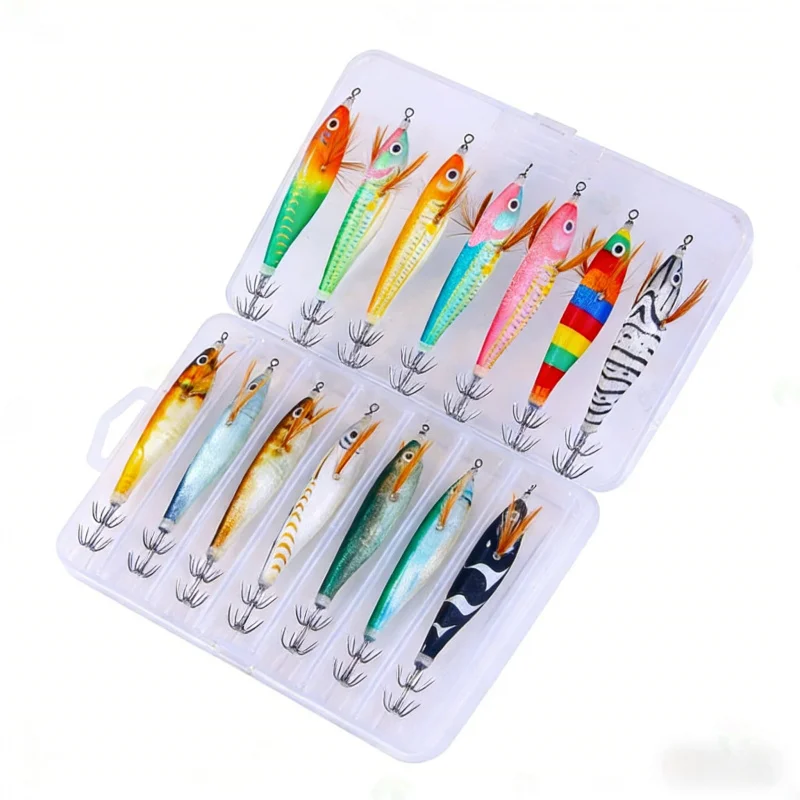 

Светящаяся деревянная приманка-креветка 14 шт., 9,5 см, 9 г, высокопрозрачная, для морской рыбалки, специальная для кальмаров, каракатиц и скумбрии