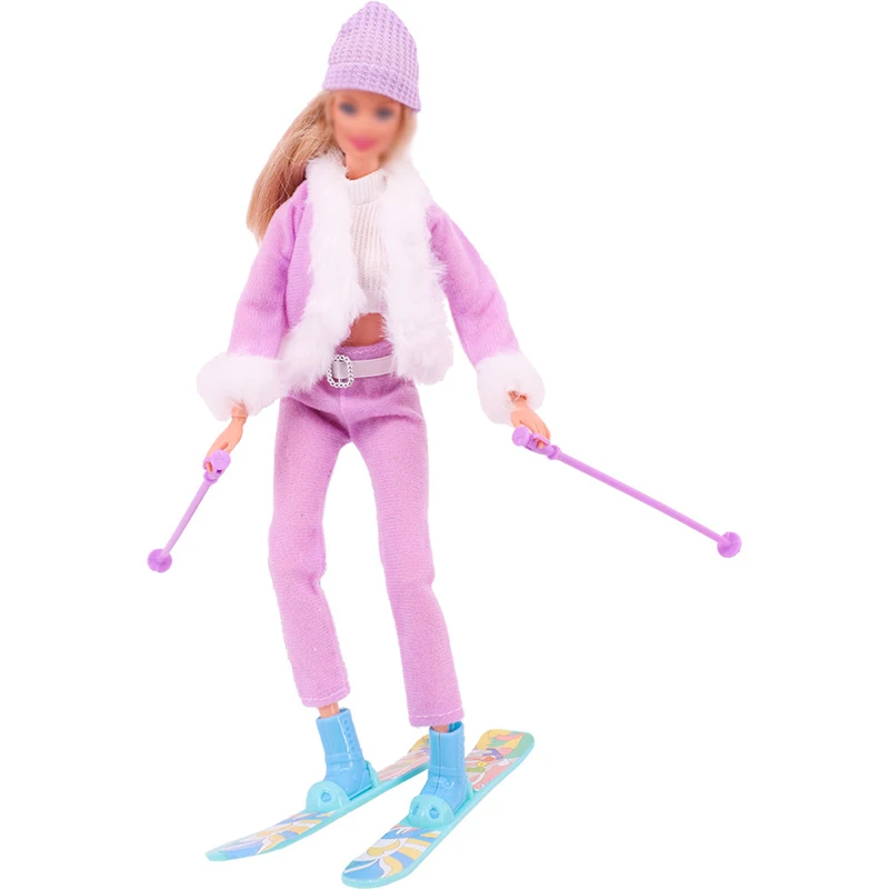 Skiing Accessories for Barbie and Ken Doll Family Doll Clothing Casual Winter with Scarf Wool Hat Accessories for 11.5 Inches