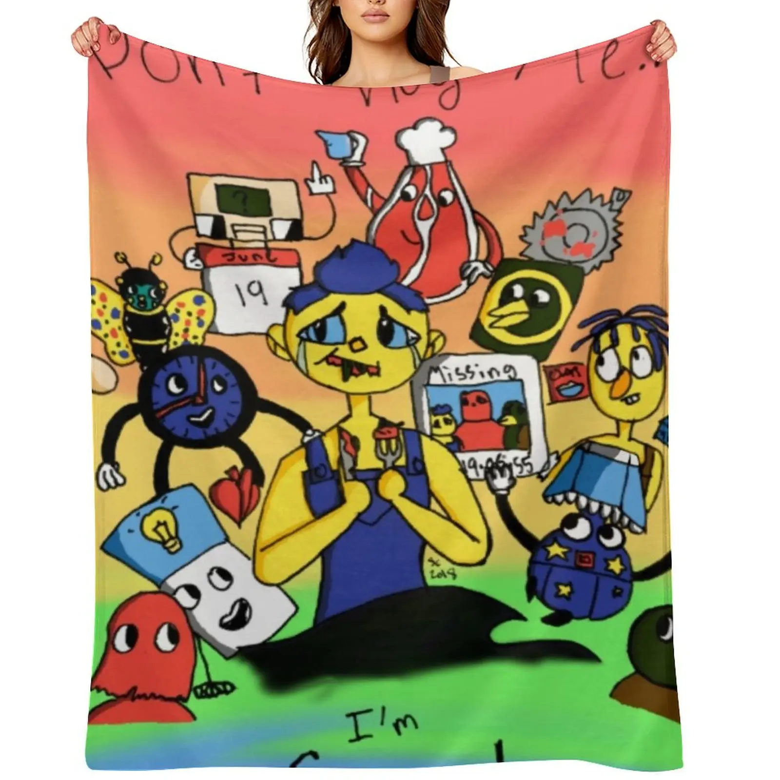 

Dont hug me. I'm scared Throw Blanket Loose Flannel Fabric manga For Sofa Thin Blankets