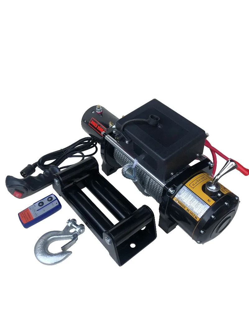 Гидравлическая электрическая мини-лебедка для квадроциклов, 12 В, стальная проволока, 3000/8000/9500/12000/13500/15000 фунтов, тянущая автоматическая 4x4, якорный барабан с дистанционным управлением