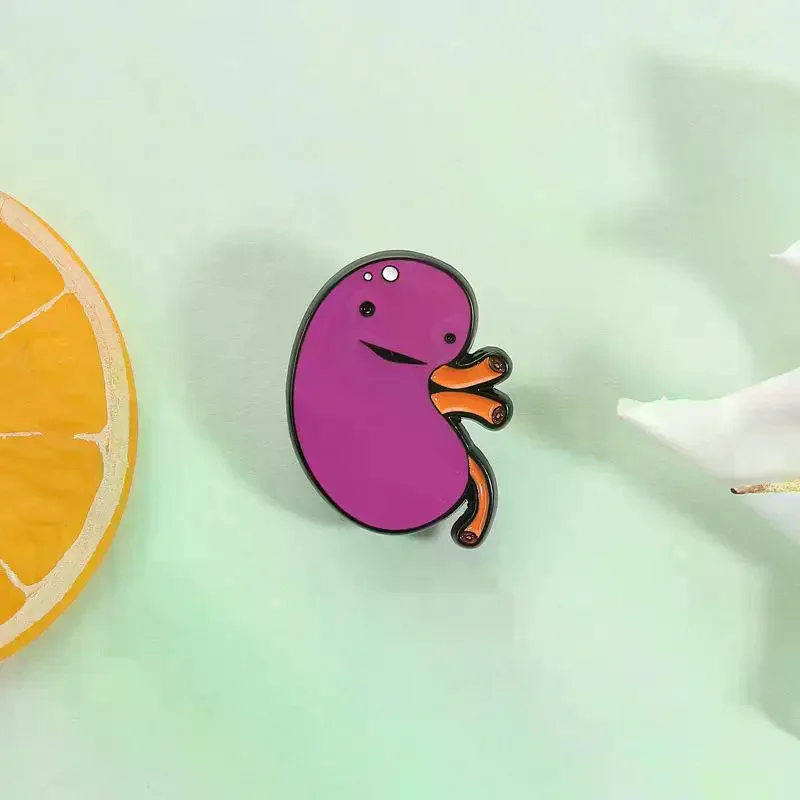 Cute Kidney Shaped Enamel Pin Funny Cartoon Human Body Organ Brooch Creative Badge Pin For Bag Backpack Clothing Decoration