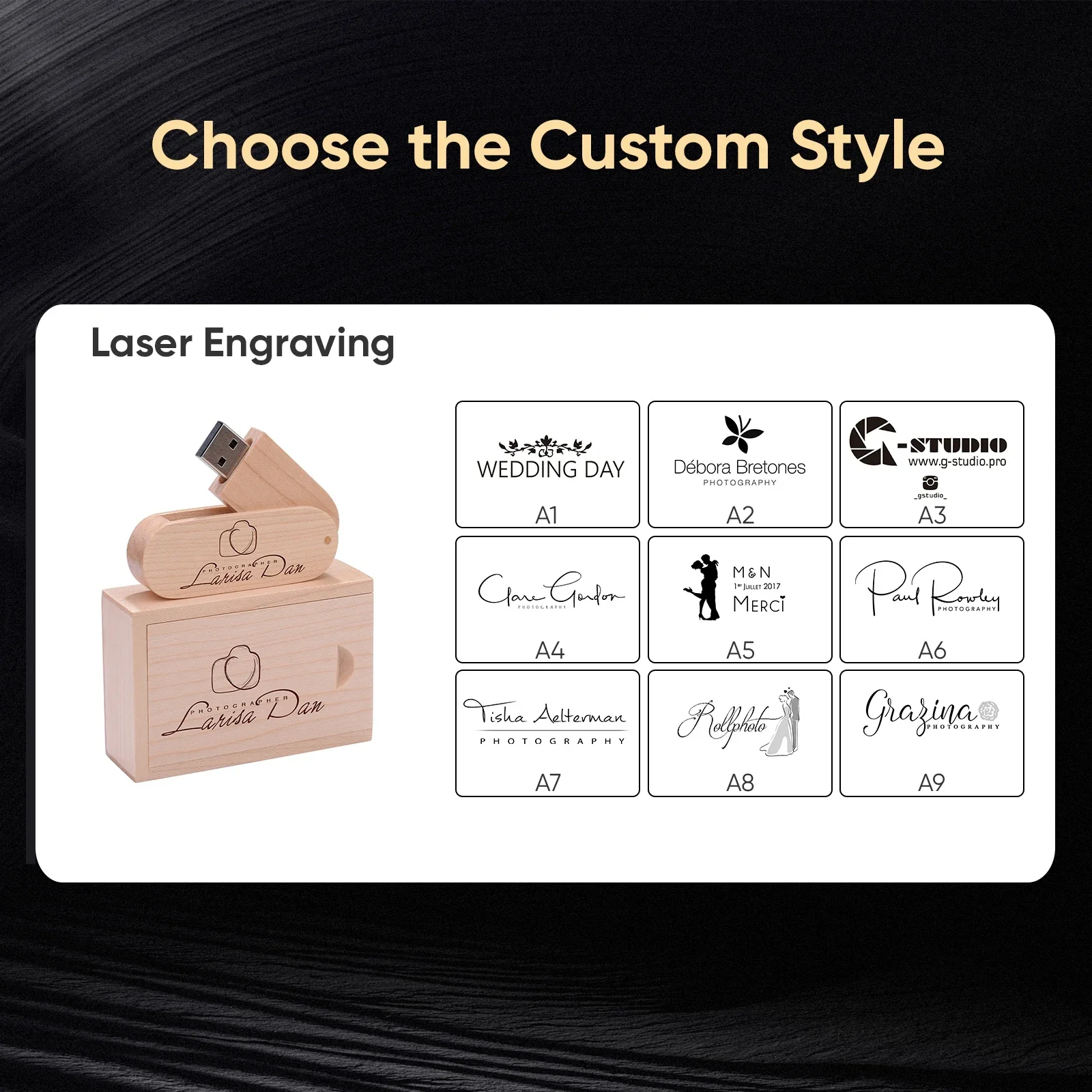 JASTER 1 PCS Free Custom Logo Wooden USB 3.0 Box Pen Drive 4GB 8G 16G 32GB 64G USB Flash Drive Photography Wedding Gifts