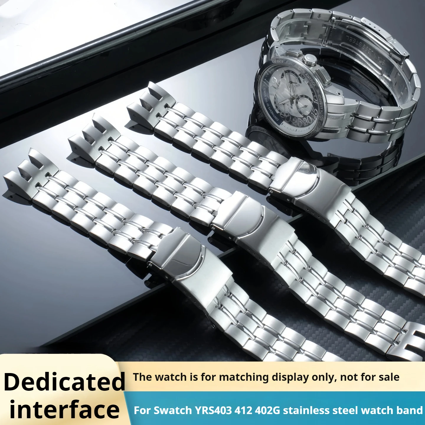 

Для Swatch YRS403 412 402G: браслет из нержавеющей стали, водонепроницаемая металлическая цепочка для часов, мужской ремешок 21 мм, изогнутый интерфейс.