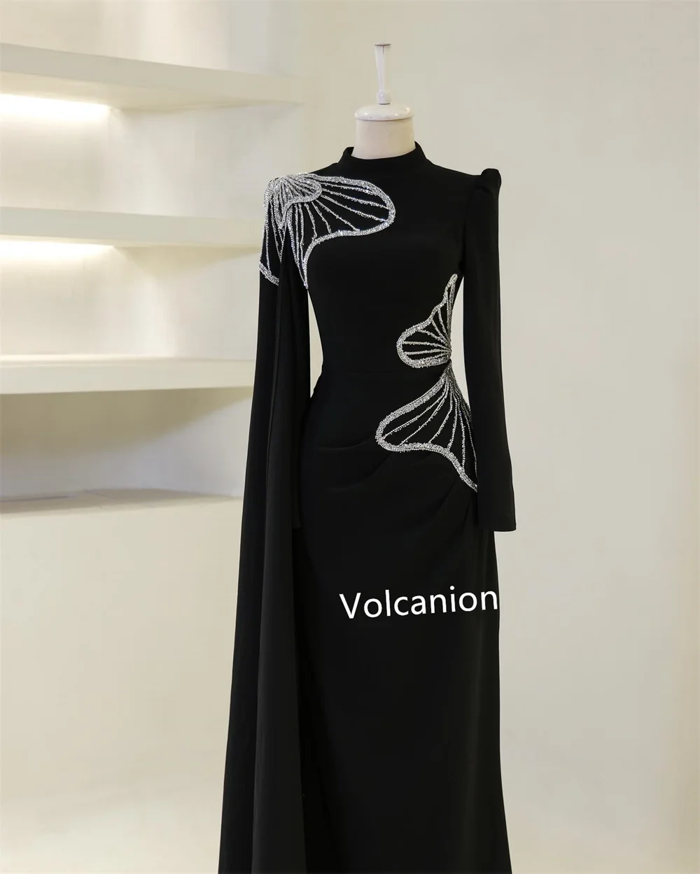 ที่กําหนดเองชีฟองรูปแบบSequined SheathคอสูงMidiชุดBespokeโอกาสพรหมParty Elegantคุณภาพ