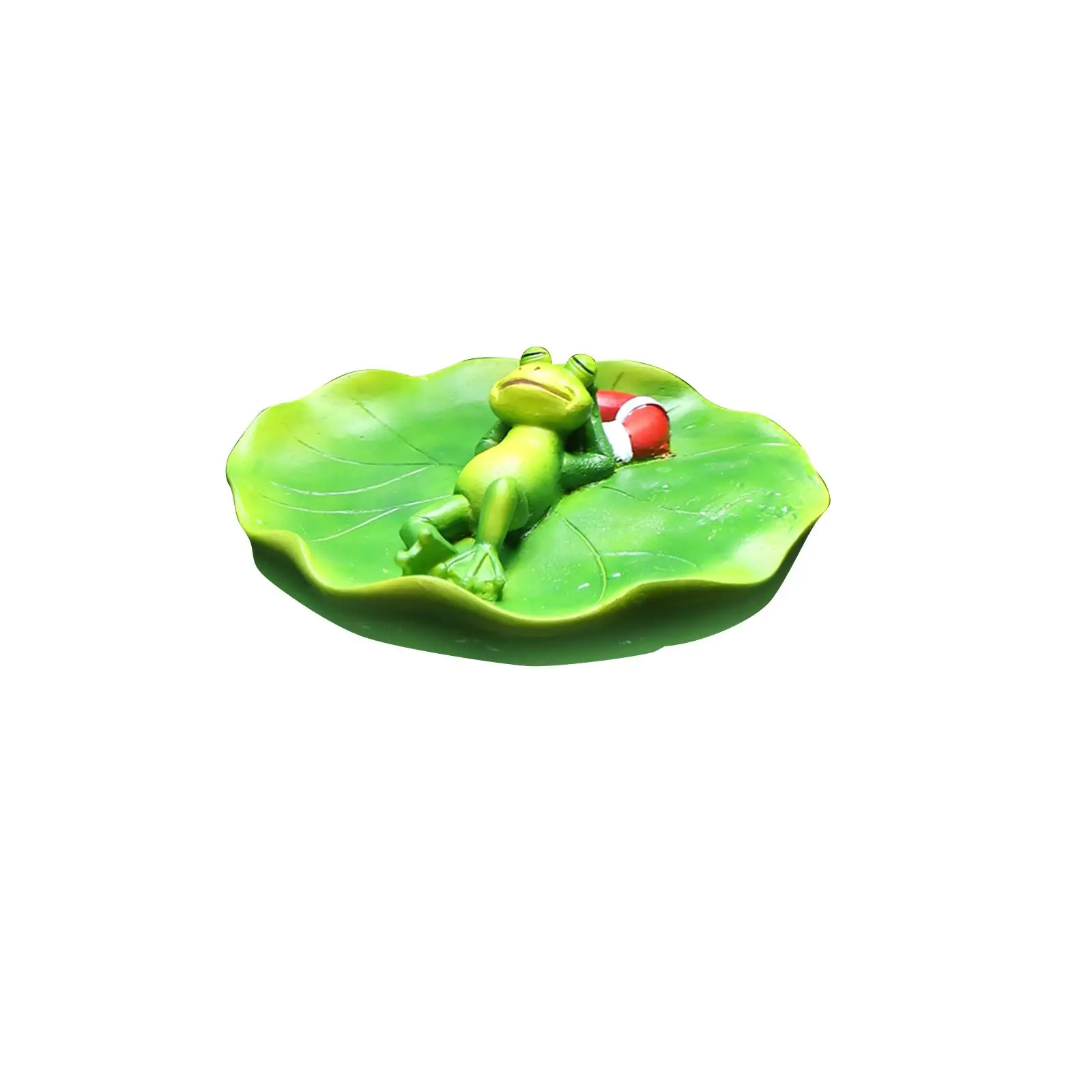 Lifelike Lotus Leaf Frog Figurine Floating Sculpture for Pool Pond Lake Aquarium Fish Tank Decoration