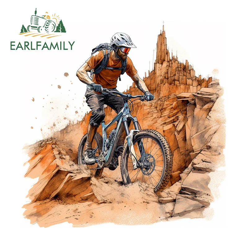 EARLFAMILY 13cm X 12.8cm for Mountain Bike Desert Car Stickers Fashionable Simple Decals Car Label Sunscreen Creative Trunk