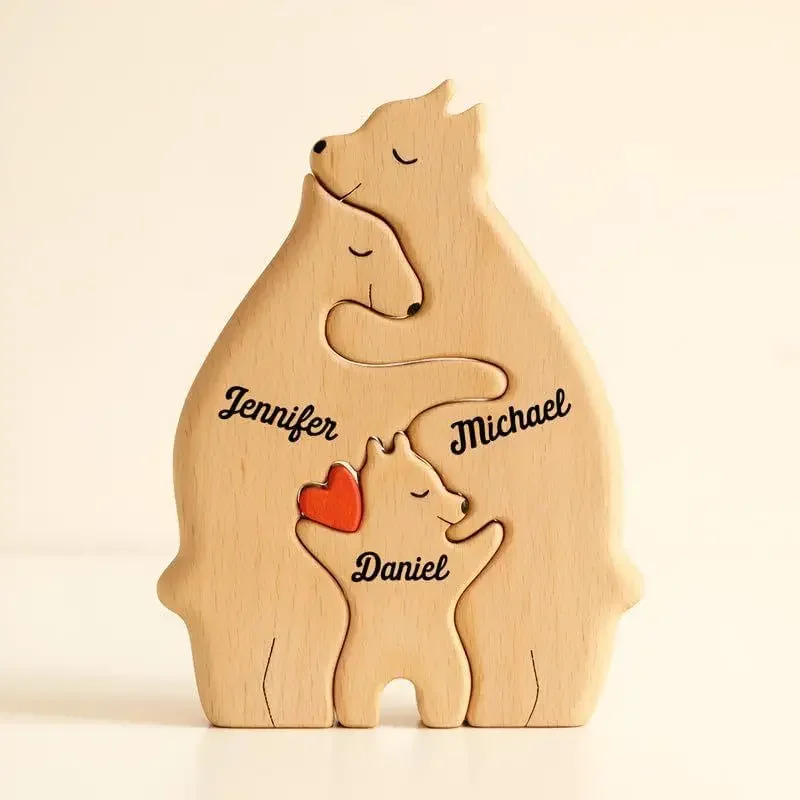 

Puzzle ornament cross-border explosion solid wood hug bear set home decoration mother and son bear warm family wood