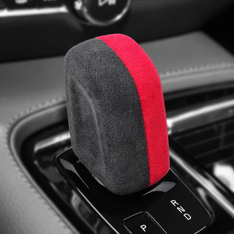 Italian Suede Car Gear Stick Shifter Knob Cover Mat Fit for Volvo XC40 XC60 XC90 S60 S90 V90 2021 2022 2023 2020 Hardshell Cap