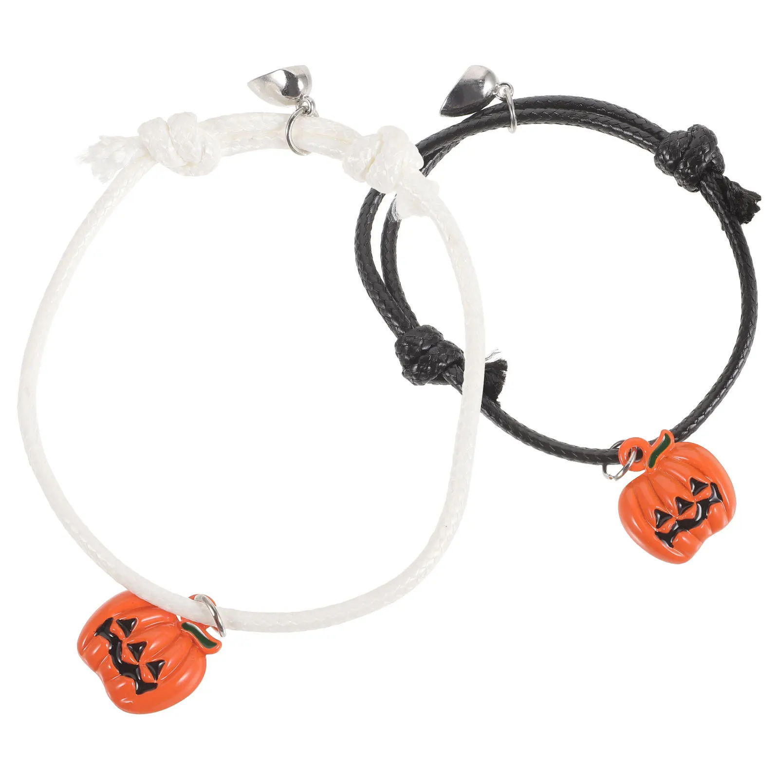 Pulsera con dije de calabaza para niña, joyería de muñeca decorativa ligera para Halloween, pulsera con dije de calabaza para fiesta navideña, 2 uds.