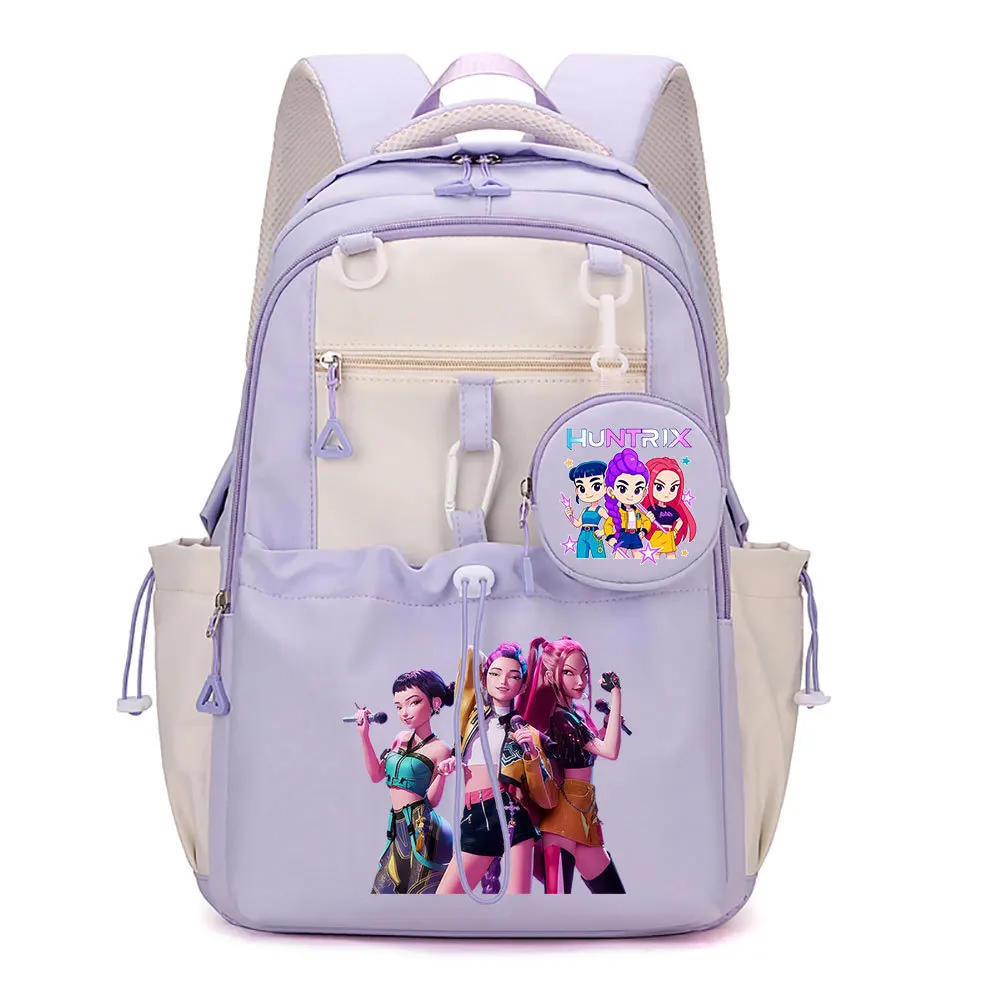 

Kpop Demon Hunters Backpack Nylon Rumi Mira Zoey Anime Print Large Capacity Schoolbags Cartoon Fashion Student Teeneger Knapsack