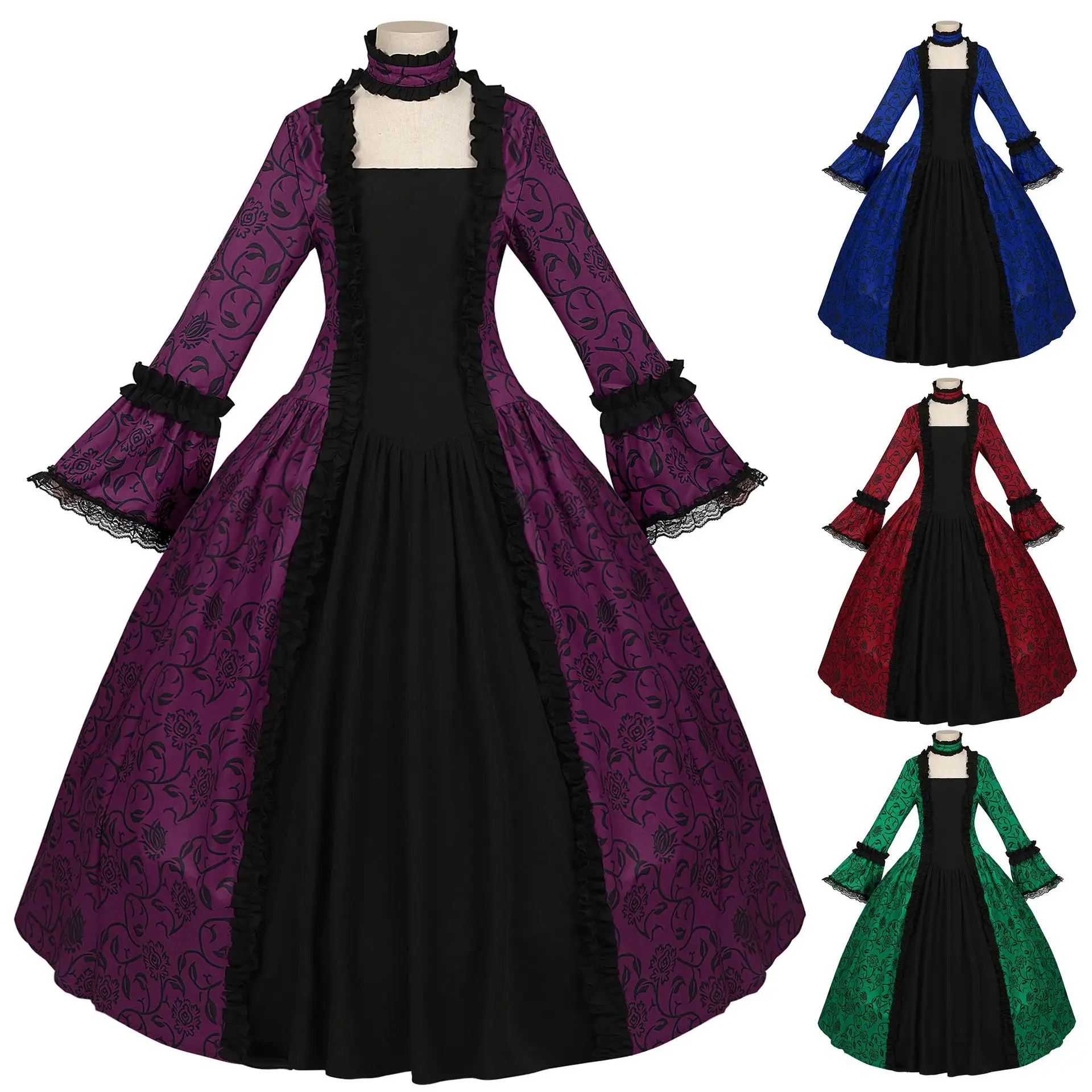 New Design Mediaeval Court Dress Exploded Victorian Goth Dress Super Plus Large Size Evening Party Dresses