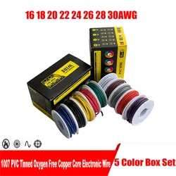 AWM 1007 PVC Electronic Wire 16/18/20/22/24/26/28/30AWG DIY (5 Colour Mixed Kit) Tinned Copper Stranded Electronic Wire Wiring