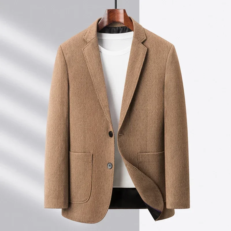 2024 High Quality Leisure Suit Spring and Autumn New Fashion Handsome Business Leisure Middle-aged Men Suit Woolen Coat