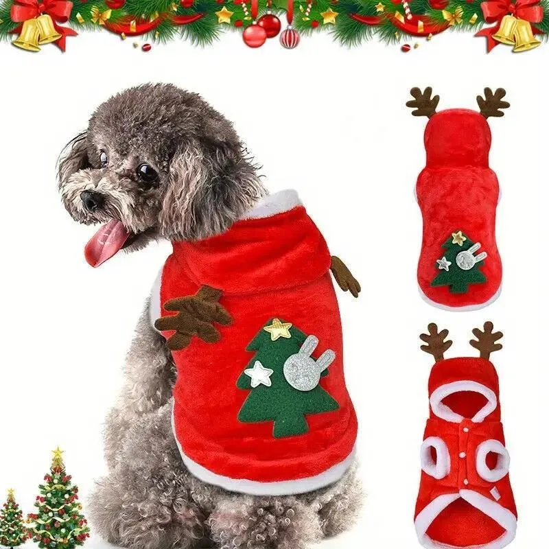 Ropa navideña para perros, disfraz de Papá Noel para cachorro, Chihuahua, Yorkshire, ropa para Gato, chaqueta, abrigo, disfraz de Año Nuevo, 1 ud.