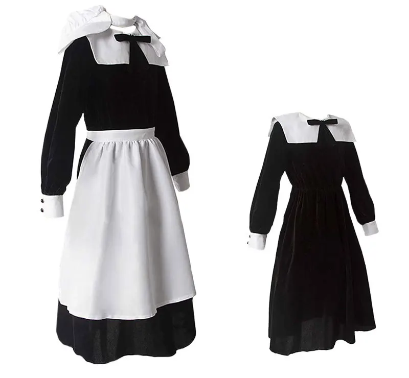 Women Cute Maid Dress Maid Outfit Apron Dress Cross Dressing Housekeeper Dress Japanese Uniforms Halloween Cosplay Costume