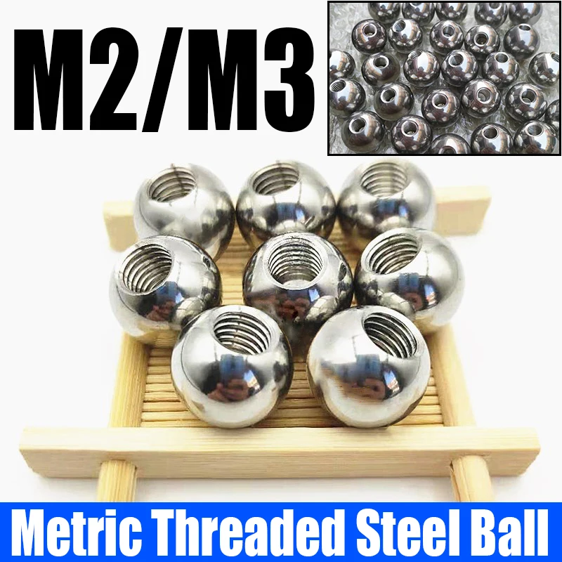 

1-3PCS M2 M3 Thread Half Hole Metric Thread Stainless Steel Drilling Balls Female Thread Blind Hole Steel Ball Bead OD 5mm-50mm