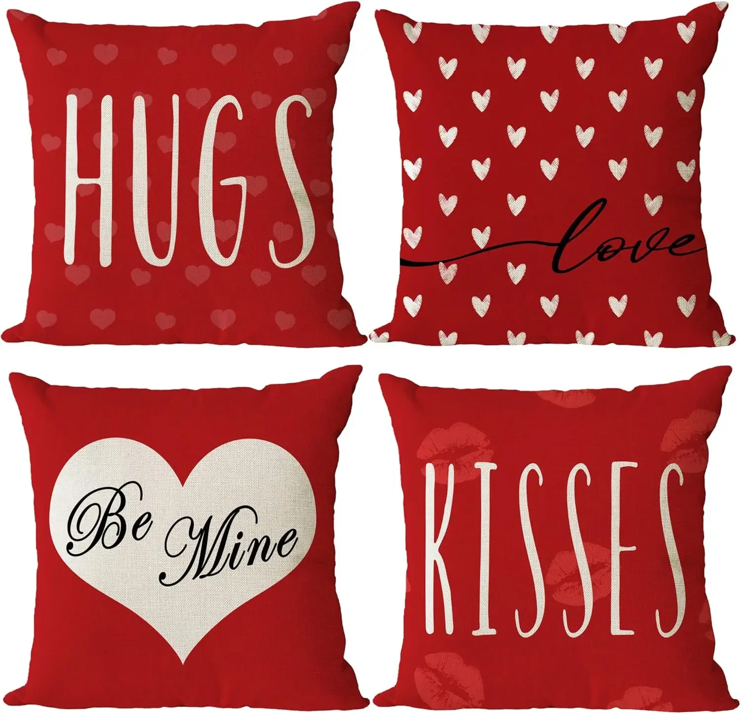 Happy Valentine's Day Pillowcase 40x 40cm 4 pice Wedding Anniversary Love Kiss Hug Cushion Cover Sofa Decorative Hug Pillowcase