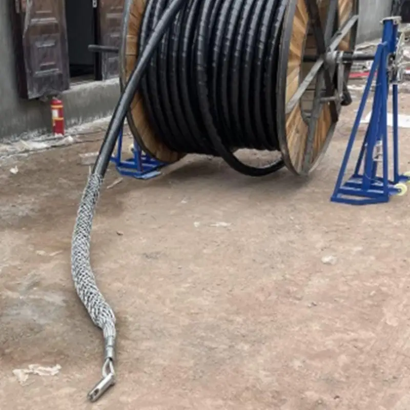 Interlaced-Wire Cable Pulling Grip with Eyes at Both Ends, Steel Sleeve for Electrical Installation and Cabling M4YD