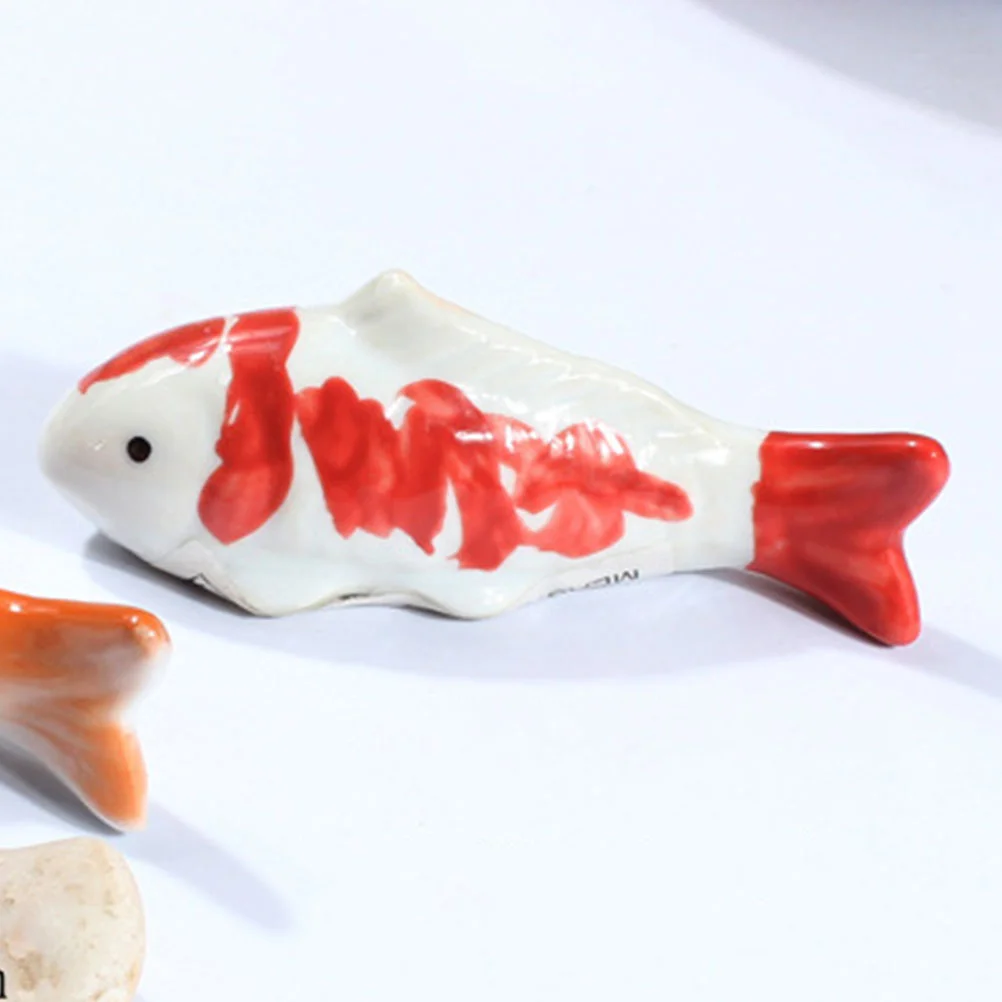 2 Pcs Floating Fish Ornaments Tank Crafts Goldfish Statue Ceramic Figurine Aquarium Decor