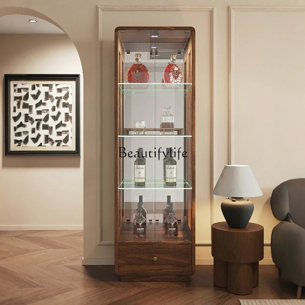 

01 yj19 European-style Wine Cabinet Wall-mounted Home Living Room Glass Display American-style Red Wine Cabinet