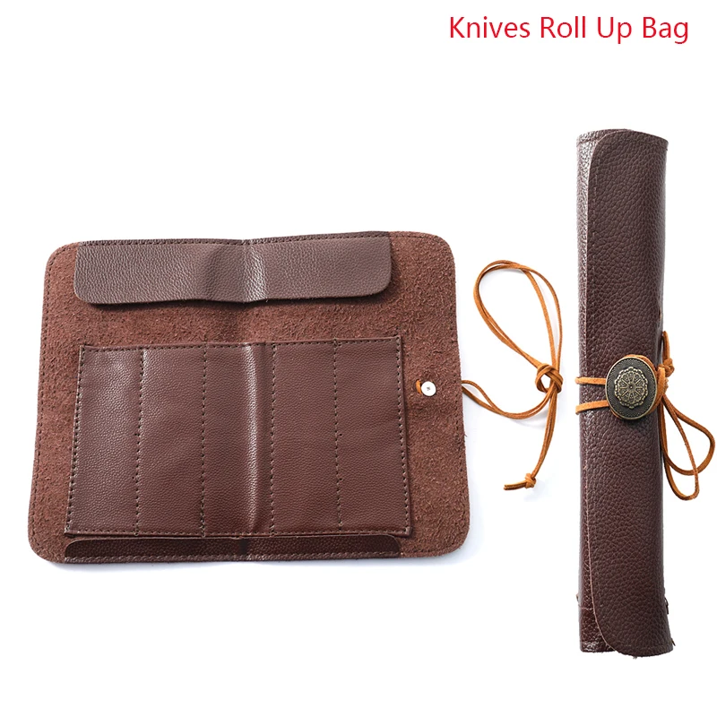 1PCS Tools Knives Roll Up Bag Carving Pocket Knives Leather Bag Storage Organizer Leather Seal Engraving Roll-Up Knife Cover