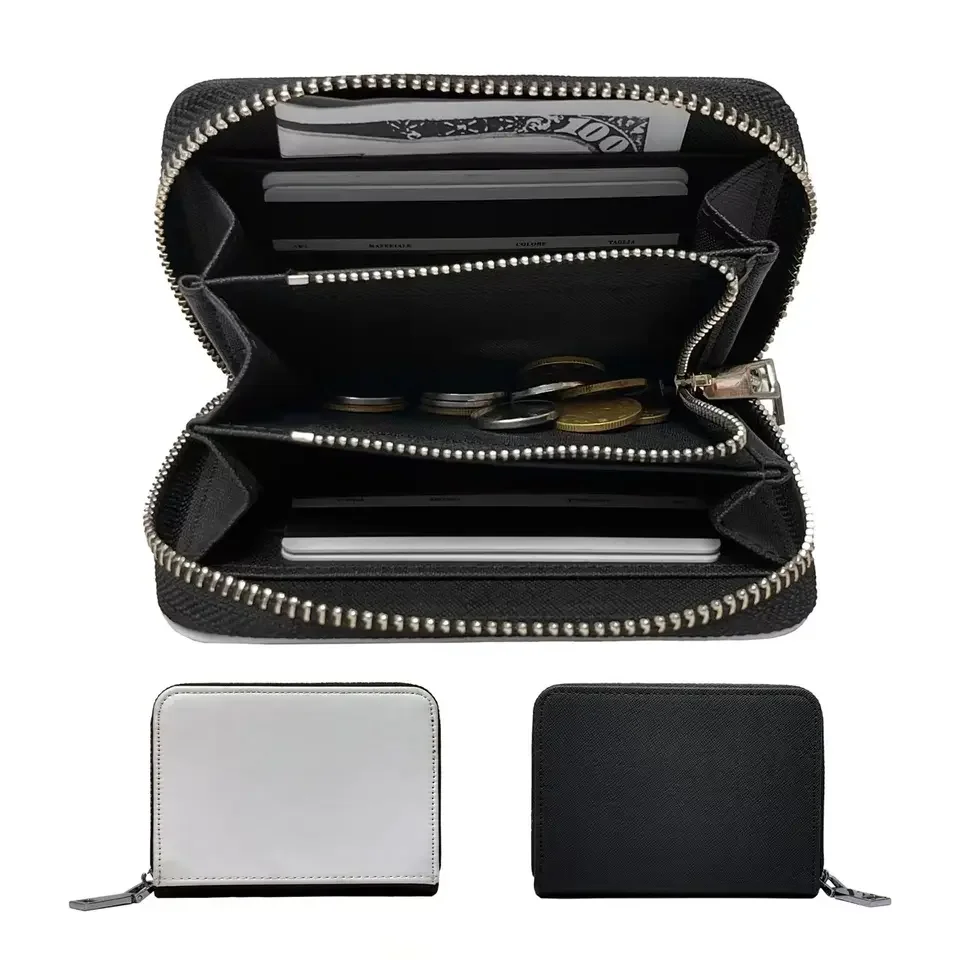 Thermal Sublimation Blank Lady Girls Wallet Bag Zipper Large Shoulder Bag Pu Leather Women Coin Purse Bag For Gift
