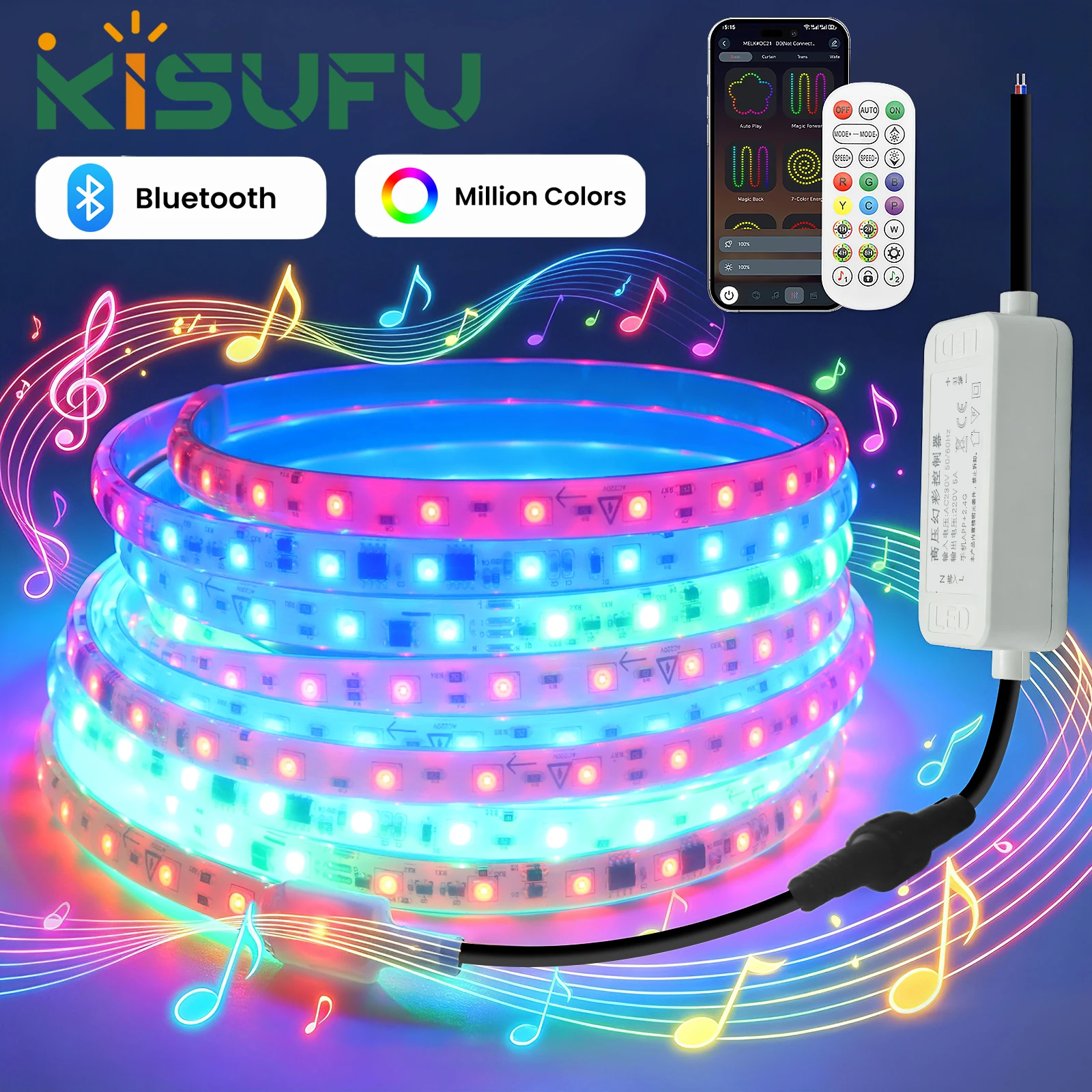 Dimmable RGB LED Strip Light 220V 60LED/M IP65 Bluetooth 4Pin IR Remote Control Flexible Ribbon Tape For Home Garden Decor 1-50M