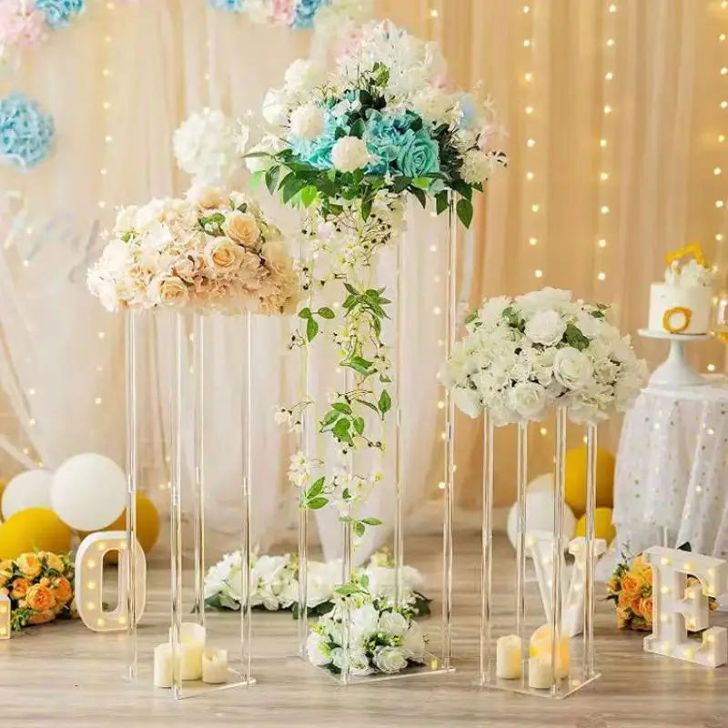 

Wedding Table Centerpieces Artificial Flower Bouquet Decoration Acrylic Vase Favors Cake Display Holder Floral ColumnsStand