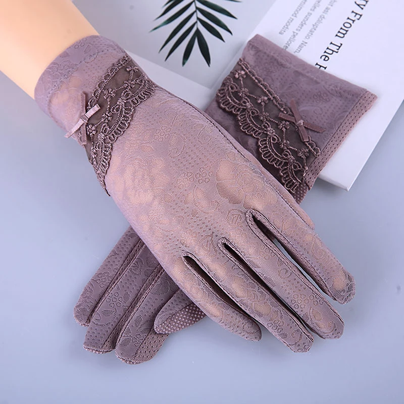 Summer Women UV Protection Gloves Breathable Thin Mid-length Driving Bike Gloves Anti-slip Touch Screen Sun Protection Gloves