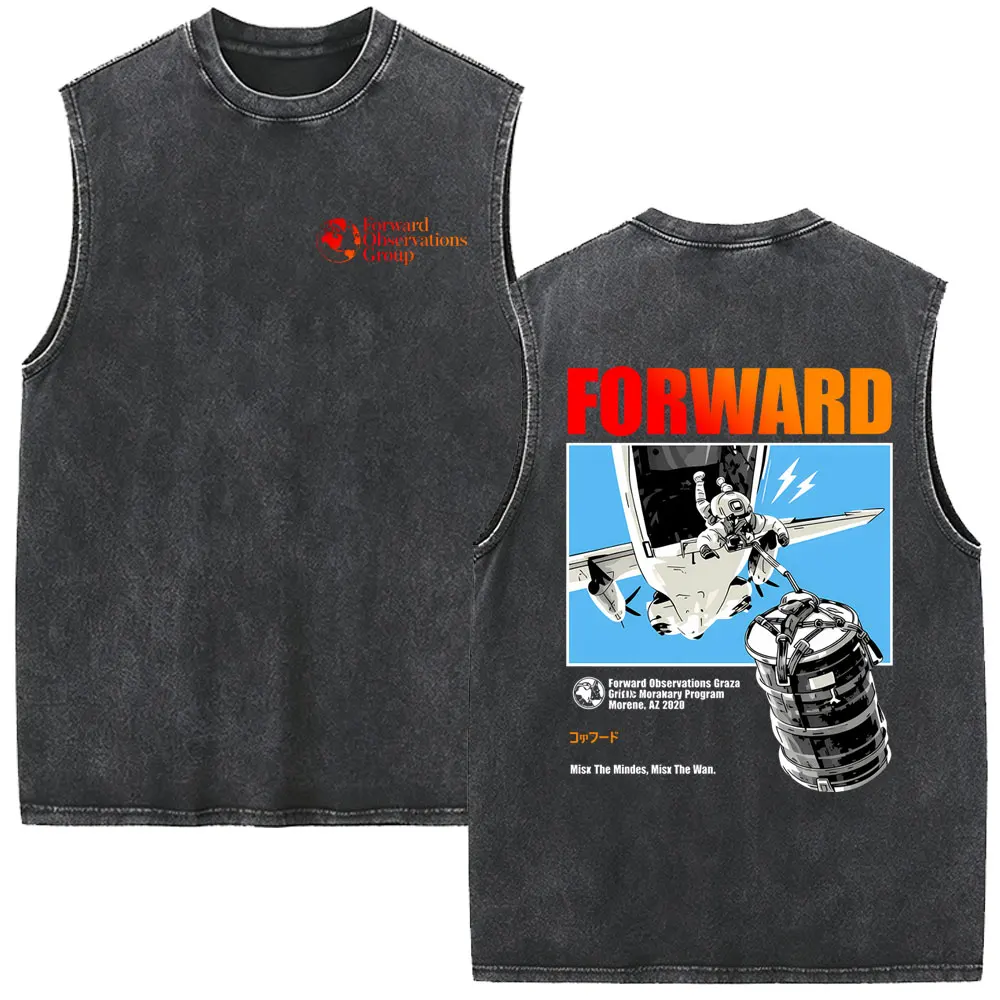 Forward Observations Group Vintage Washed Tank Tops Men Women Fashion Retro Oversized Sleeveless Vest T-shirt Male Streetwear