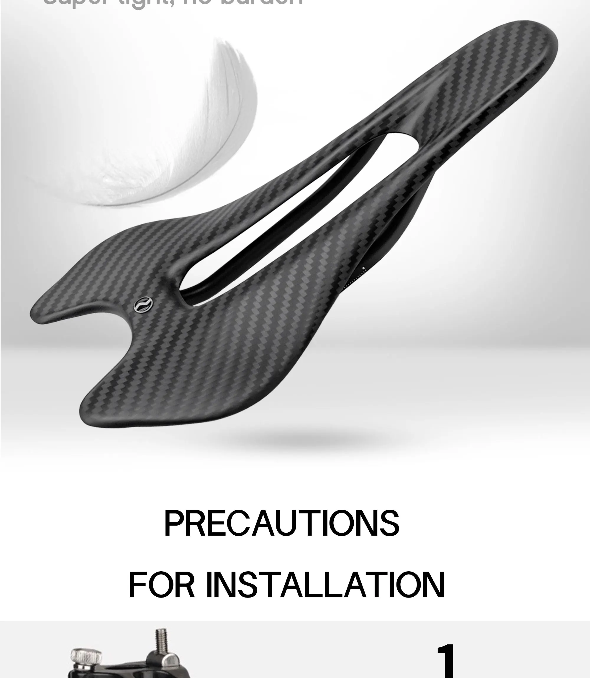 Plselis Ultraleichter Carbonsattel 60g, Integriertes Design, Ergonomisches Design, Atmungsaktiv und Komfortabel.3005 – Detail 11