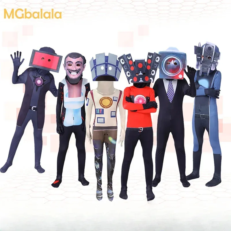 コスプレ衣装 スキビディ・スピーカーマン 面白いコスチューム ホラーゲーム トイレマン ボディスーツ パフォーマンス衣装,7;k'2.s;9,